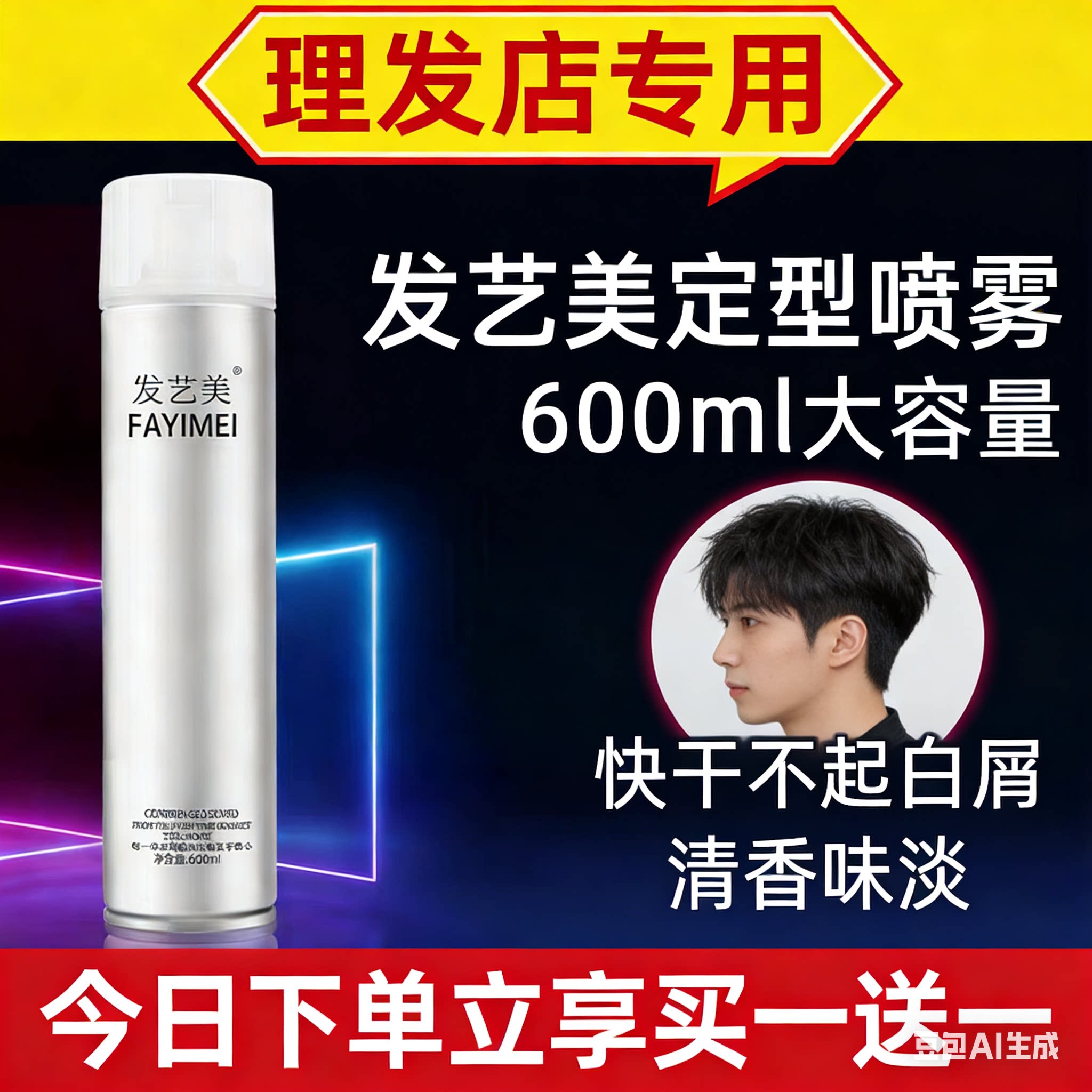 发艺美理发店专用发胶 清香定型喷雾 男士干胶持久蓬松