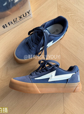 鞋有亿 2025秋冬新款网红闪电板鞋男潮蓝色面包鞋爆款帆布鞋男士