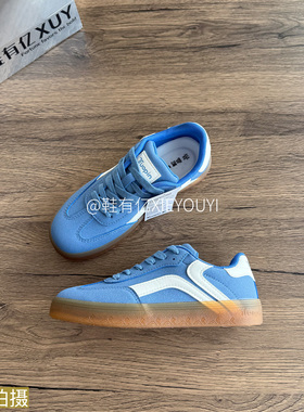 鞋有亿  2025秋冬新款蓝色德训鞋女款鮀品时尚休闲运动鞋派派板鞋