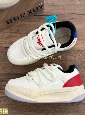 鞋有亿 2025秋冬新款米红色百搭女款厚底增高休闲鞋子小众板鞋ins