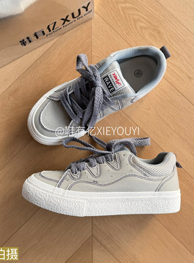鞋有亿 2025秋冬新款灰色男士面包鞋子爆款帆布鞋休闲板鞋男潮牌