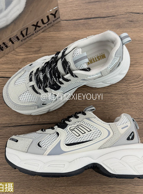 鞋有亿 2025秋冬米灰色新款高颜值银色老爹鞋女厚底鞋运动休闲鞋