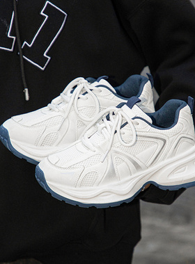 鞋有亿 2025年秋冬新款白蓝色厚底鮀品透气运动鞋子女百搭老爹鞋