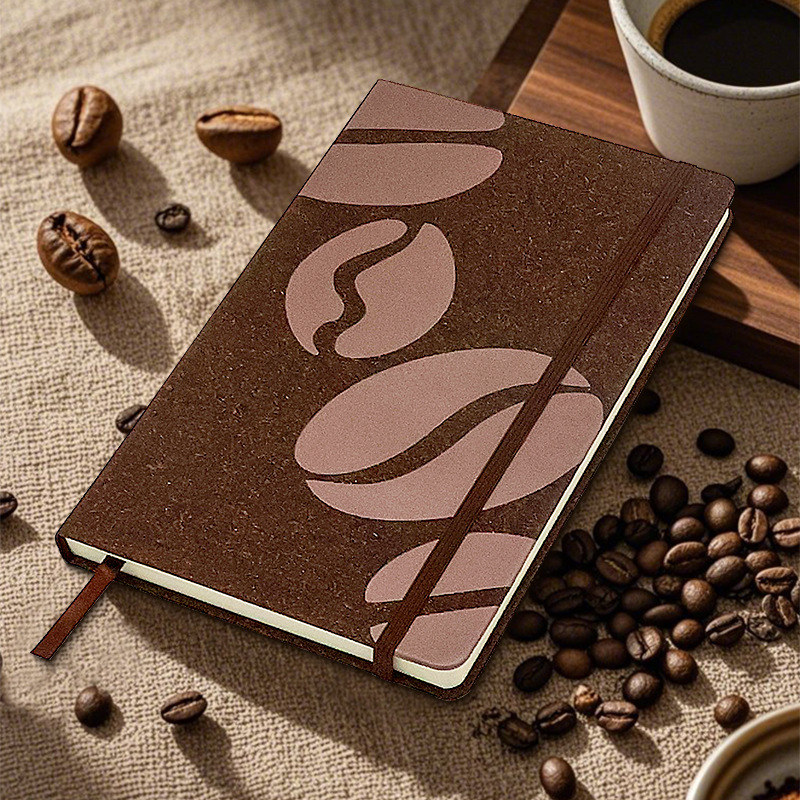 亚马逊a5商务礼品咖啡渣绑带笔记本硬面环保记事本本子批发笔记本