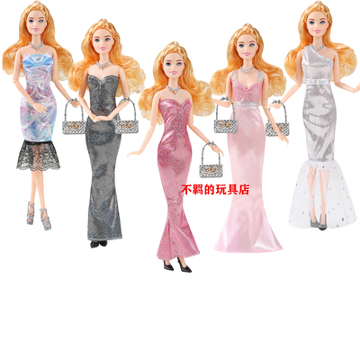 优雅长裙甜美小礼服抹胸连衣裙配饰适合11寸Barb 30cm女孩娃娃
