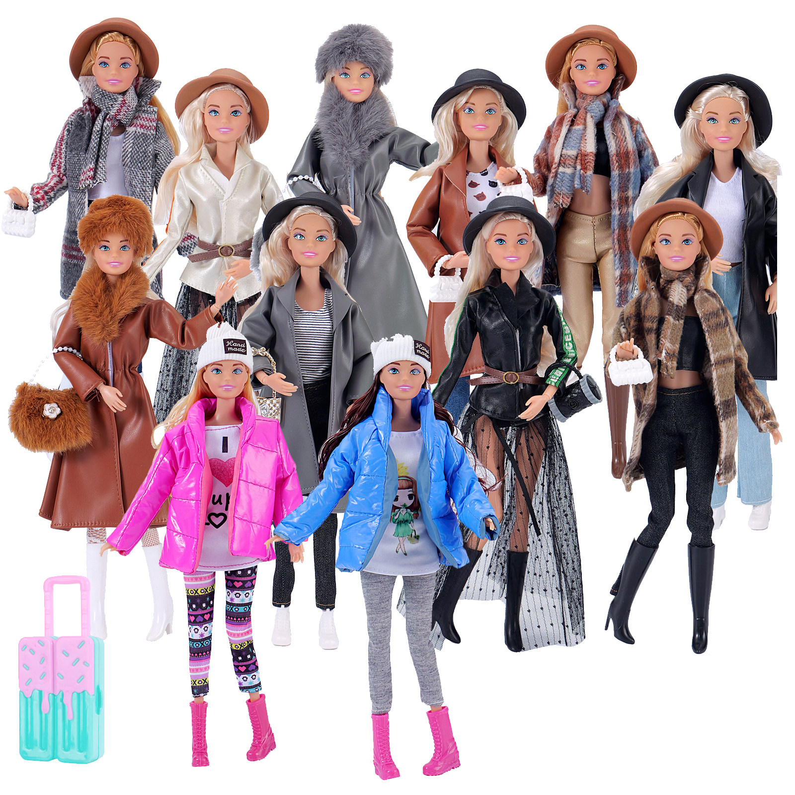 棉袄皮衣呢大衣裤袜帽子套装11寸Barb 30cm女孩娃娃换装玩具衣服,玩具/童车/益智/积木/模型,娃娃/配件/着替,淘宝优惠券,粉丝福利购,淘宝优惠卷
