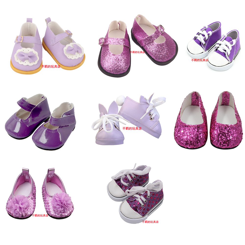 洋气紫色 单鞋 皮鞋 板鞋 鞋子适合18寸美国女孩AG 46cm偶季OG娃