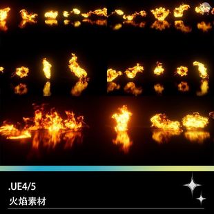 UE4 UE5燃烧火焰粒子写实发光效果特效素材源文件