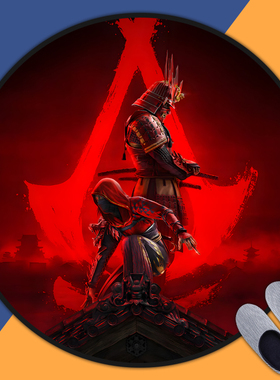 刺客信条影游戏周边地毯房间卧室床边毯电脑电竞椅圆形地垫