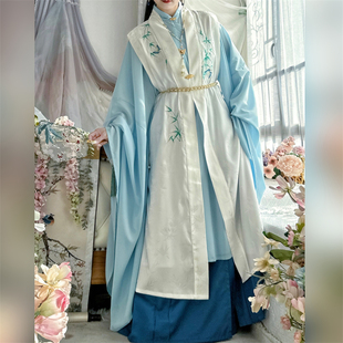 墨晨烟雨【玉生烟】明制原创汉服刺绣比甲长衫马面优雅显瘦古风