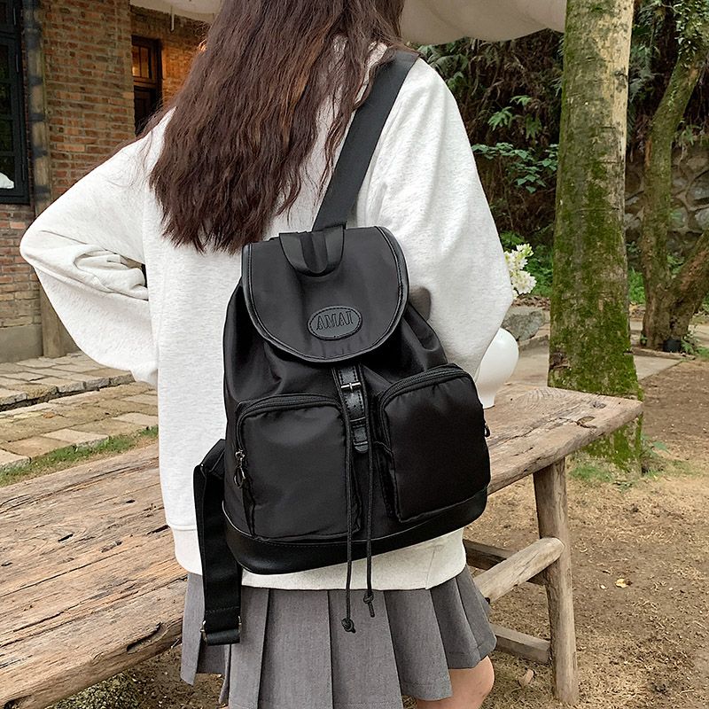 新款潮韩国学生双肩背包百搭大容量手提旅行包尼龙双肩包包女-封面