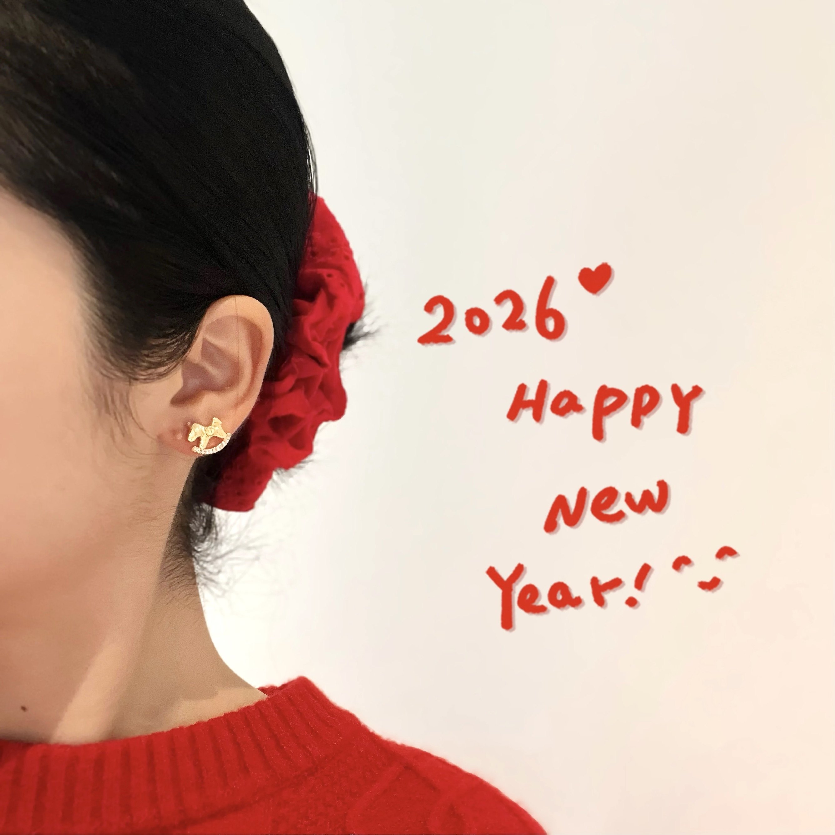 本命年小马耳钉女马年高级感耳环小众精致轻奢2026新款纯银耳饰女