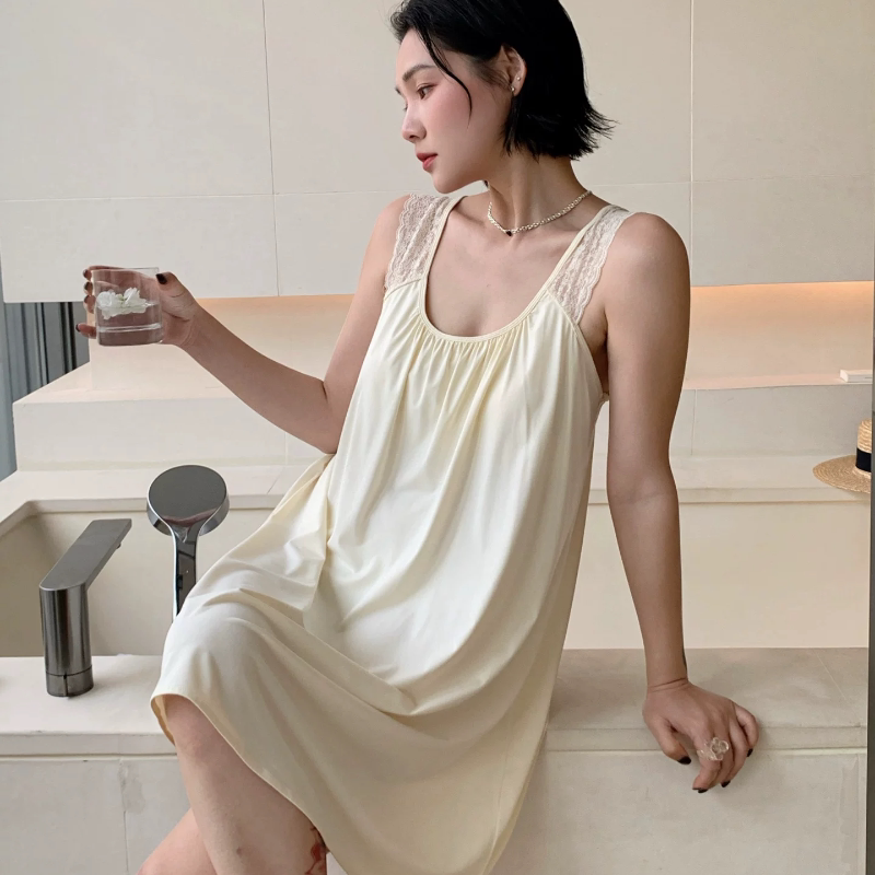 性感睡衣法式蕾丝V领吊带睡裙女春夏新款纯欲家居服中长款吊带裙