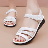 凉鞋 塑料中跟百搭女凉鞋 女外穿夏季 软底防滑坡跟平底沙滩工作鞋