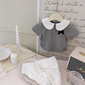 两件套女宝夏款 女童夏款 儿童洋气娃娃领上衣蛋糕裙裤 2025新款 套装