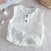 T恤衫 2025新款 碎花背心公主风花边无袖 女童洋气时尚 吊带上衣 夏季