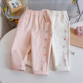 儿童女宝宝裤 童装 婴儿纯棉长裤 女童卡通刺绣休闲裤 子春秋 2025新款