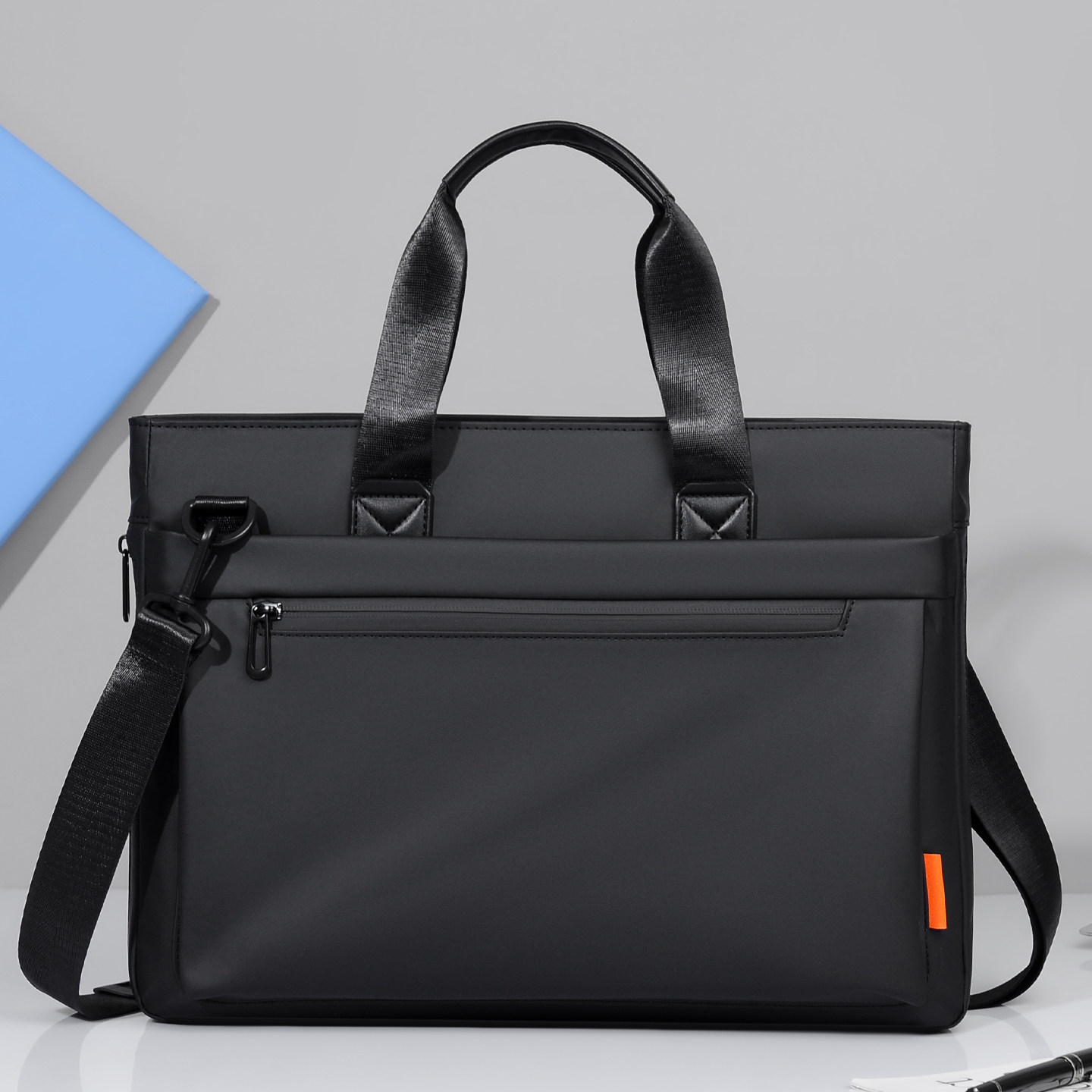 维鲁斯男士手提包可扩容商务横款方形A4文件公文包休闲单肩潮包邮