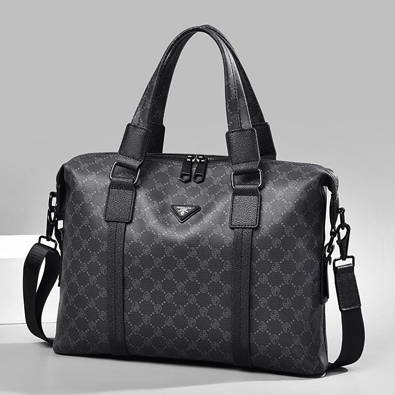 时尚男包横款手提包休闲防水公文包大容量斜挎印花包青年通勤包邮