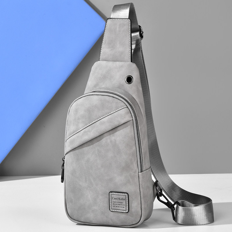 质感胸包男斜挎包潮流磨砂皮时尚休闲复古运动防水青年四季包包邮