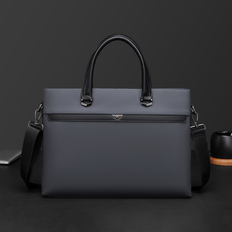 质感男士手提包横款方形商务公文包时尚简约大容量防水斜挎包包邮