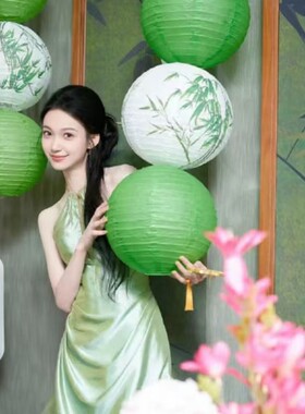 新年装饰灯笼庭院悬挂梅兰竹菊古风拍摄道具新中式场景布置纸灯笼