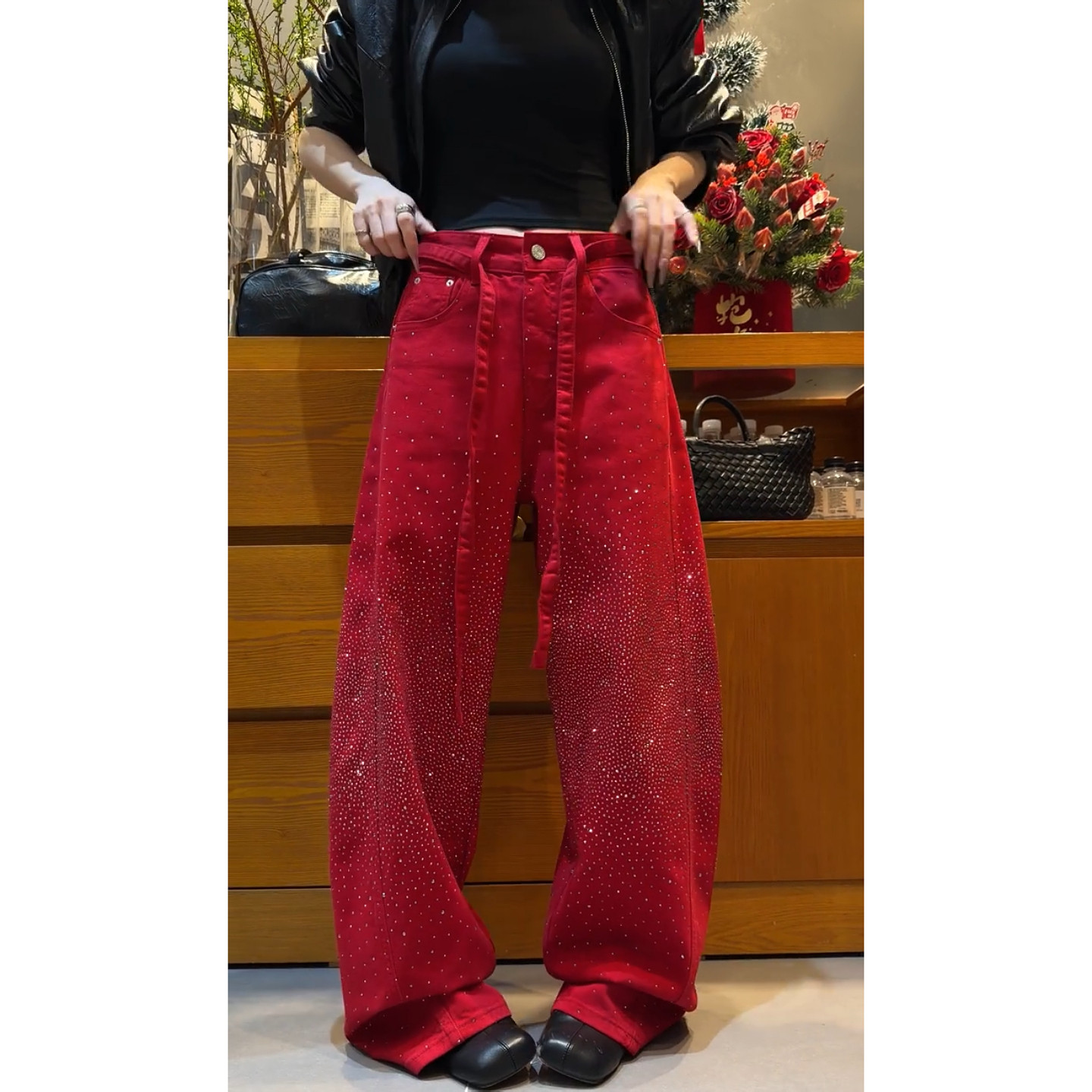 美式vibe大码复古满天星烫钻牛仔裤女春季新款宽松显瘦垂感弯刀裤,女装/女士精品,大码裤装,淘宝优惠券,粉丝福利购,淘宝优惠卷