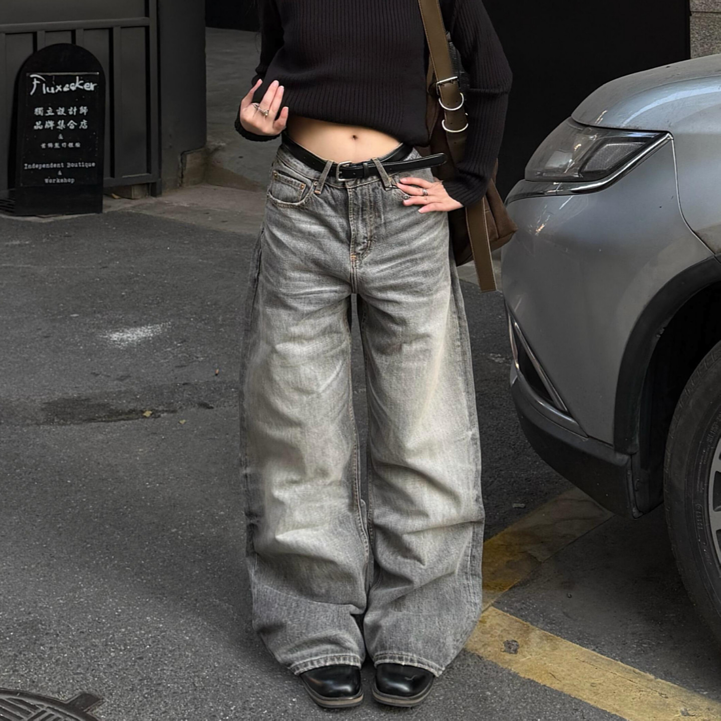 大码美式复古水洗做旧猫须牛仔裤男女高街宽松显瘦阔腿弯刀长裤子,女装/女士精品,大码裤装,淘宝优惠券,粉丝福利购,淘宝优惠卷