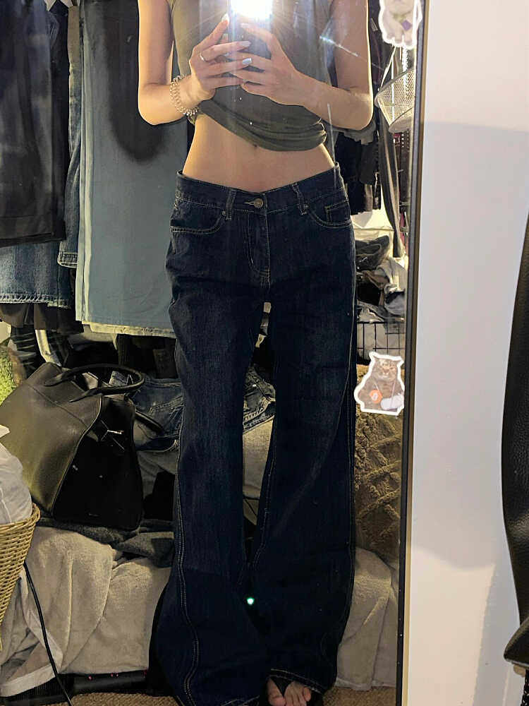 大码美式复古水洗深蓝色阔腿牛仔裤女高街宽松显瘦直筒垂感拖地裤,女装/女士精品,大码裤装,淘宝优惠券,粉丝福利购,淘宝优惠卷