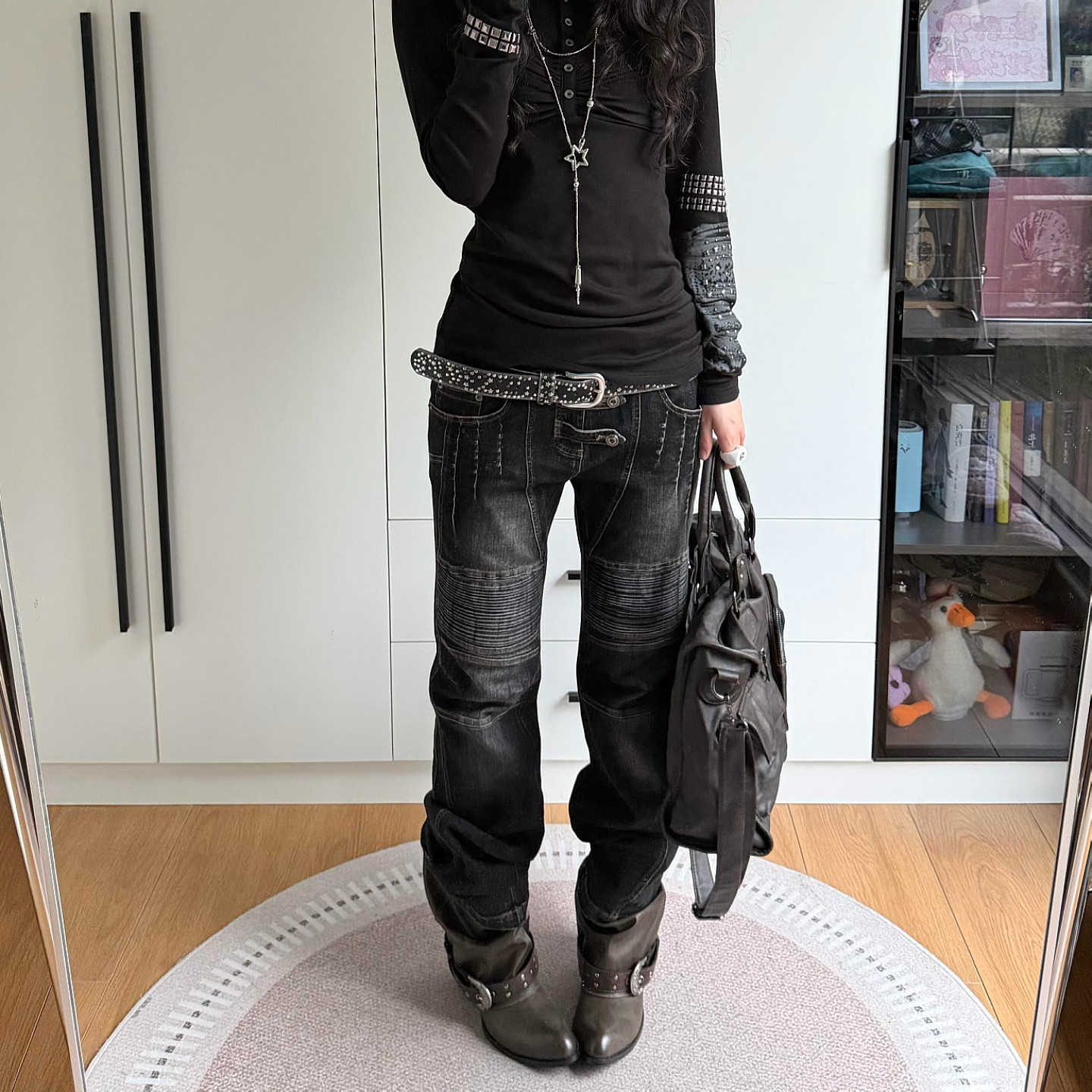 大码美式街头做旧褶皱设计牛仔裤女辣妹修身显瘦直筒坠感休闲长裤,女装/女士精品,大码裤装,淘宝优惠券,粉丝福利购,淘宝优惠卷