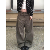 廓形垂感宽松休闲长裤 美式 潮 牛仔裤 男女秋季 大码 复古解构弯刀工装