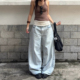 美式 女高街辣妹做旧水洗弯刀裤 vibe复古大码 设计感针织腰头牛仔裤