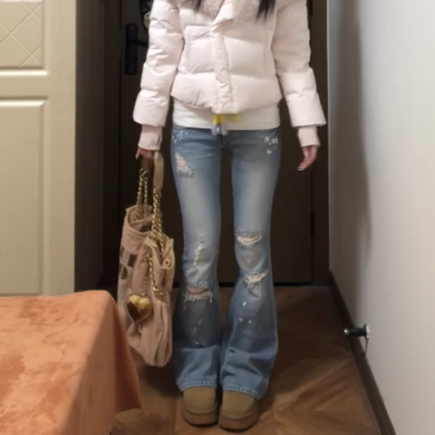 大码美式复古水洗泼墨破洞微喇牛仔裤女y2k千禧辣妹低腰修身长裤,女装/女士精品,大码裤装,淘宝优惠券,粉丝福利购,淘宝优惠卷