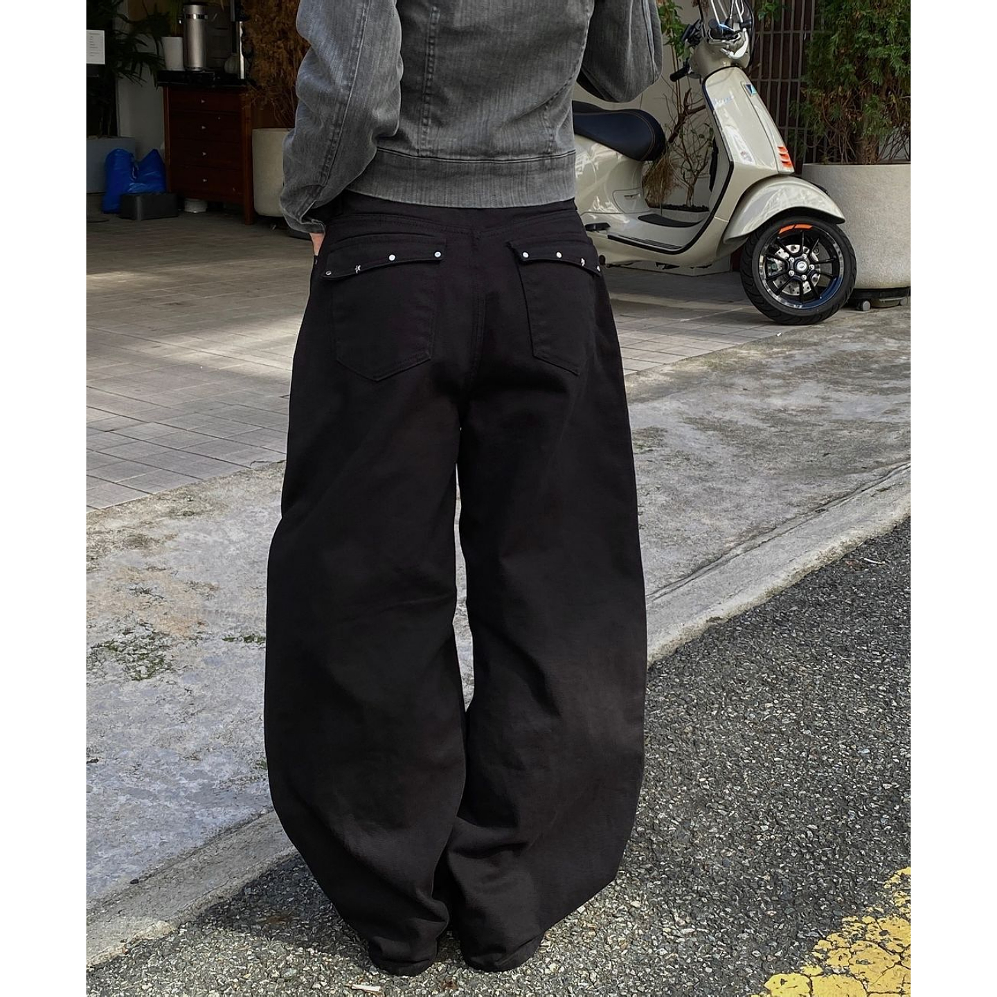 大码美式复古水洗牛仔裤