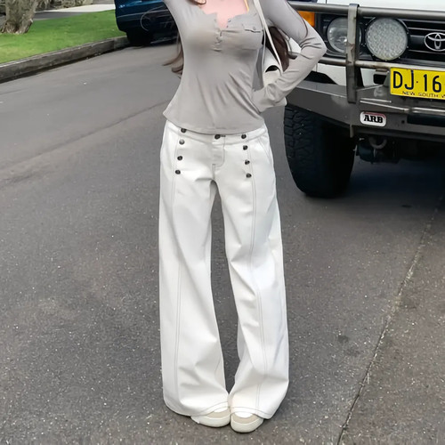 大码美式复古显瘦直筒牛仔裤女