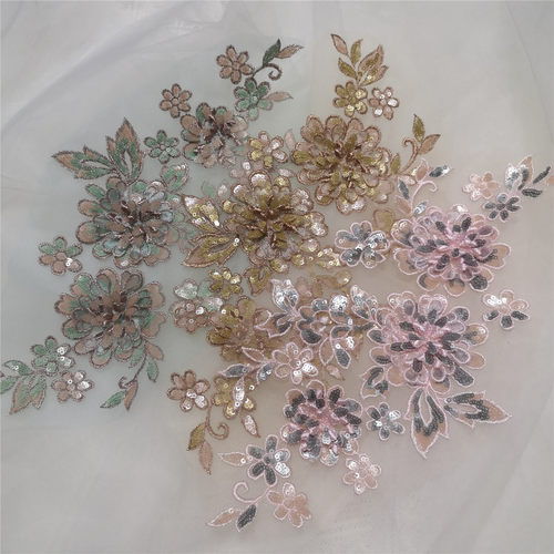 新款多色立体亮片蕾丝装饰diy