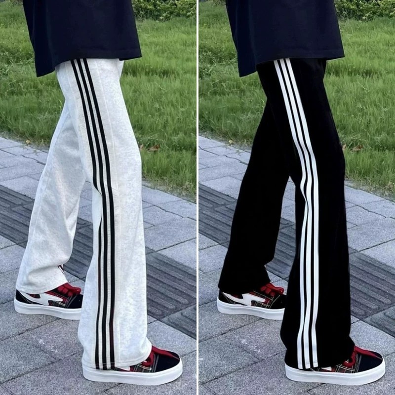 美式三条杠卫裤男款夏季重磅高个子大码裤子条纹青少年校服运动裤