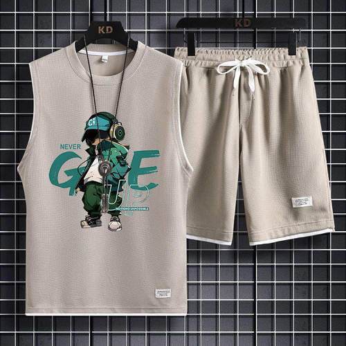 高端华夫格冰丝背心休闲