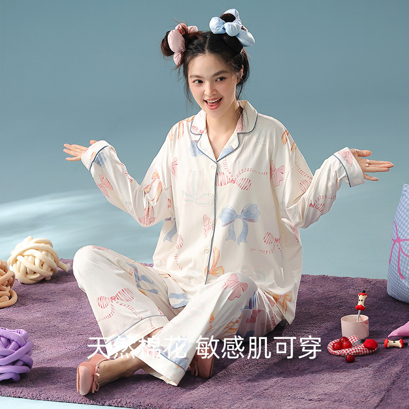 春秋季翻领开衫可外穿家居服套装