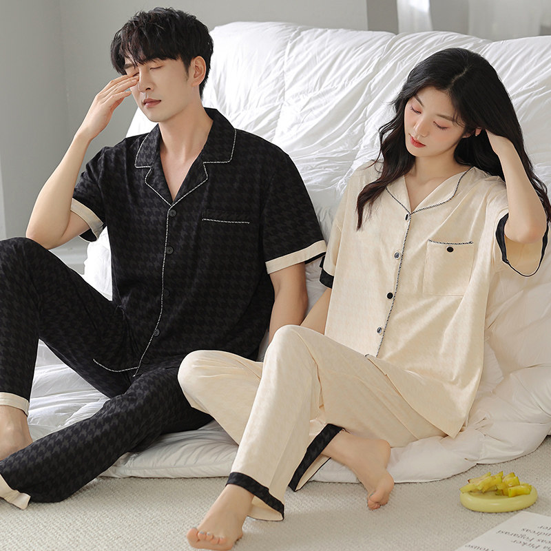 涵小哚情侣纯棉格子提花