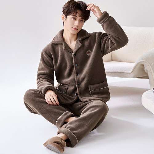 羊羔绒高级感开衫可外穿家居服男