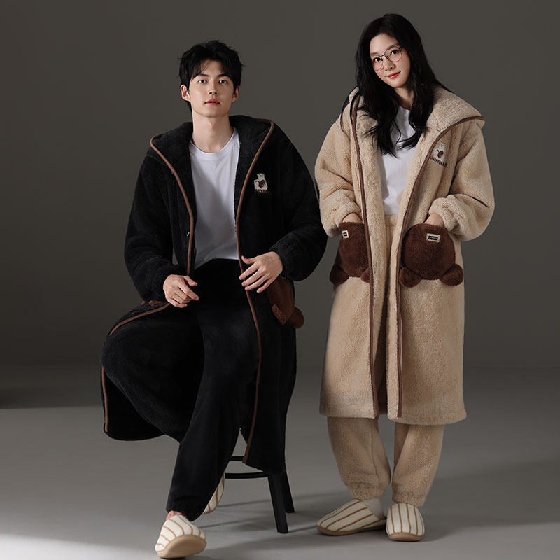 加长款睡衣浴袍家居服卡通套装