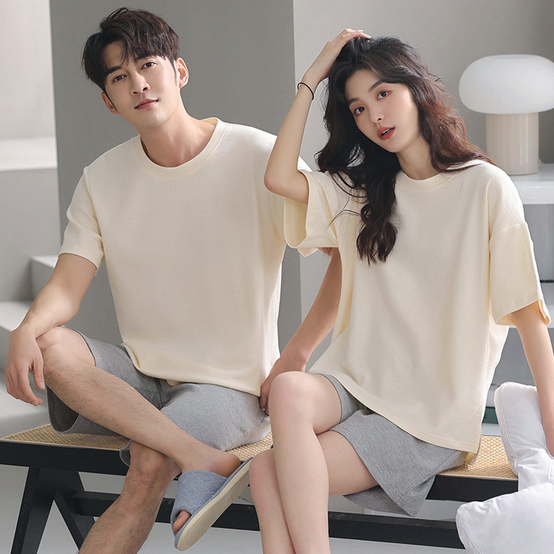 涵小哚男女纯棉纯色简约华夫格