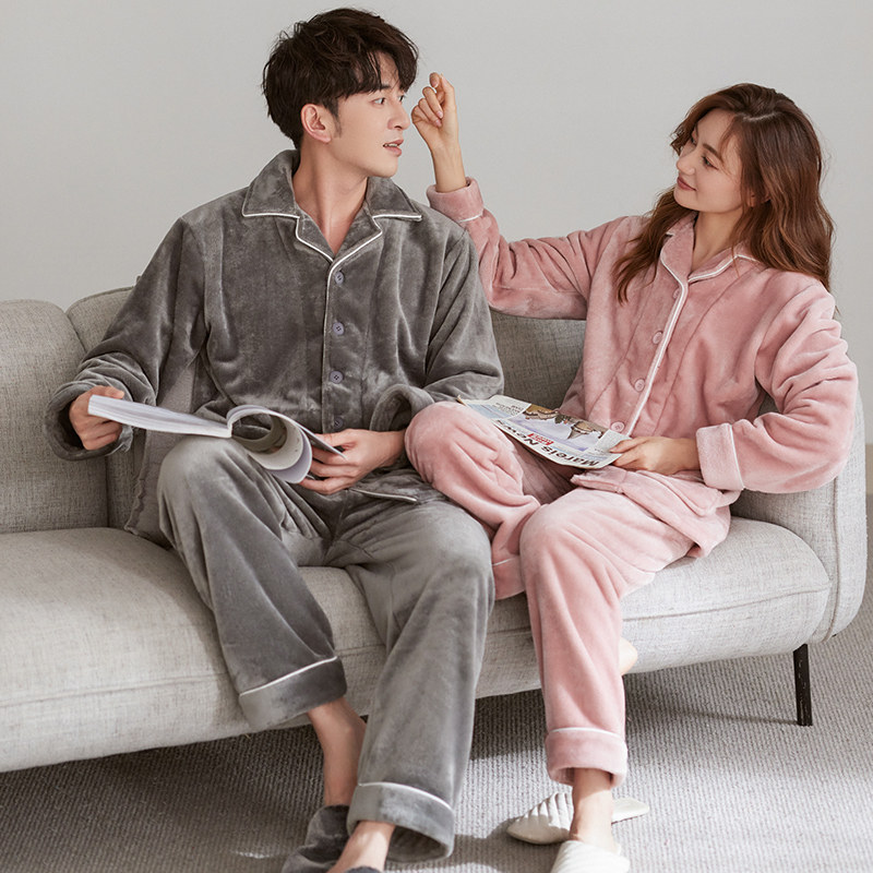 睡衣情侣法兰绒抗静电家居服