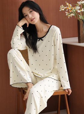 纯棉睡衣长袖女款春秋季2025年新款简约甜美可爱可外穿家居服套装