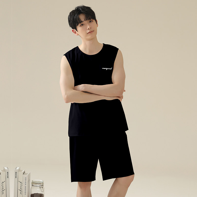 睡衣男士纯棉无袖家居服拉架