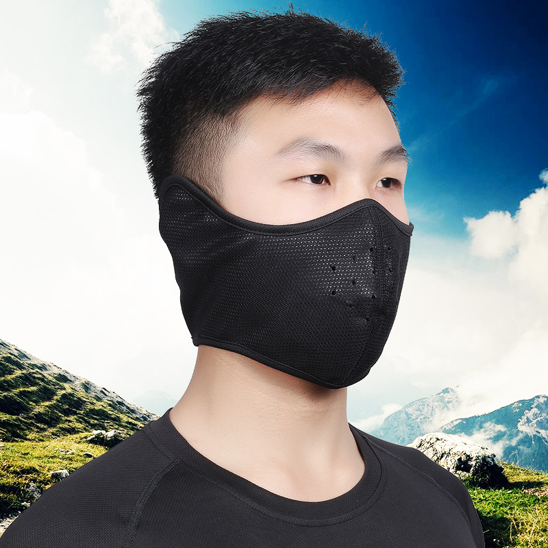 冬季滑雪防寒面罩装备摩托车护耳防风半脸抓绒跑步骑行保暖口罩男