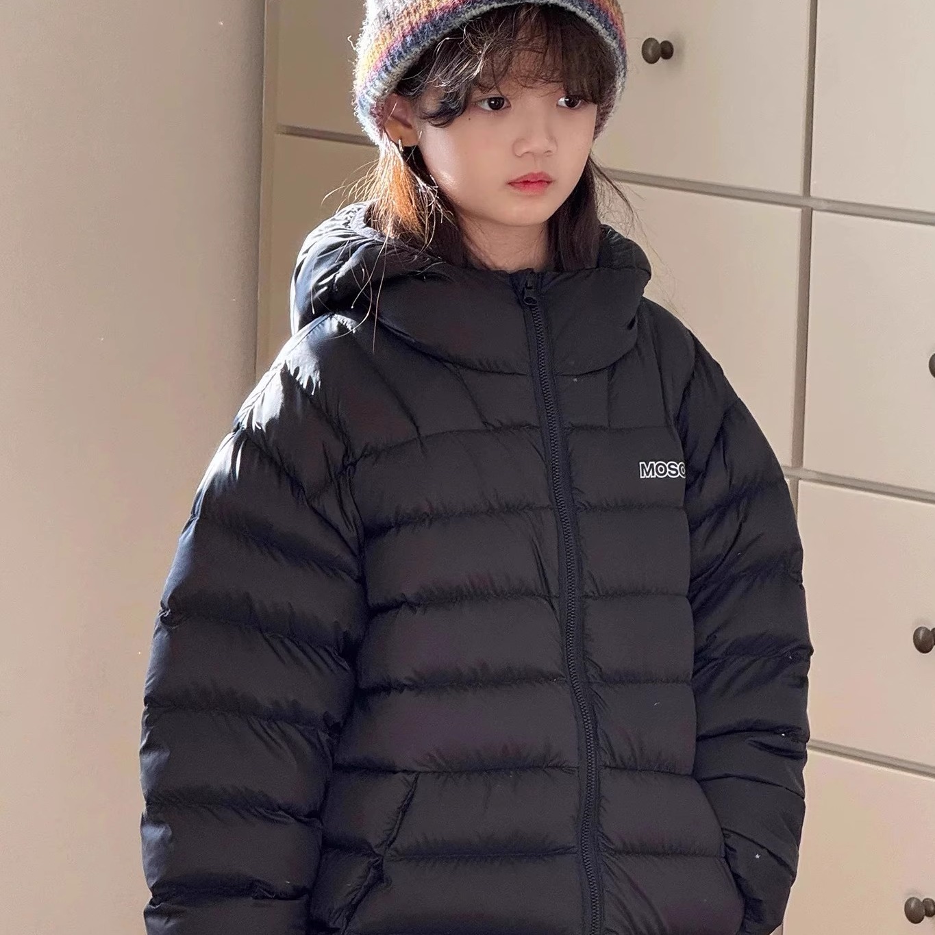 韩版2025冬季新款男女童儿童轻薄款排骨羽绒服中大童洋气连帽外套