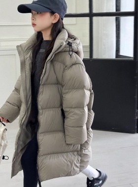 韩国儿童长款加厚羽绒服2025新款中大童男女童洋气保暖90冬装外套