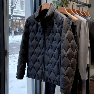 轻奢高级感立领菱格棉服冬季新款男士时尚休闲气质百搭外套高品质